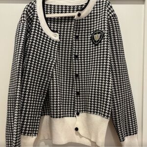 Black and White Dior Houndstooth Cardigan